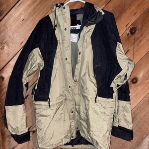 North Face Men's Medium Nylon Gore-Tex Tan Black Full Zip With Hood